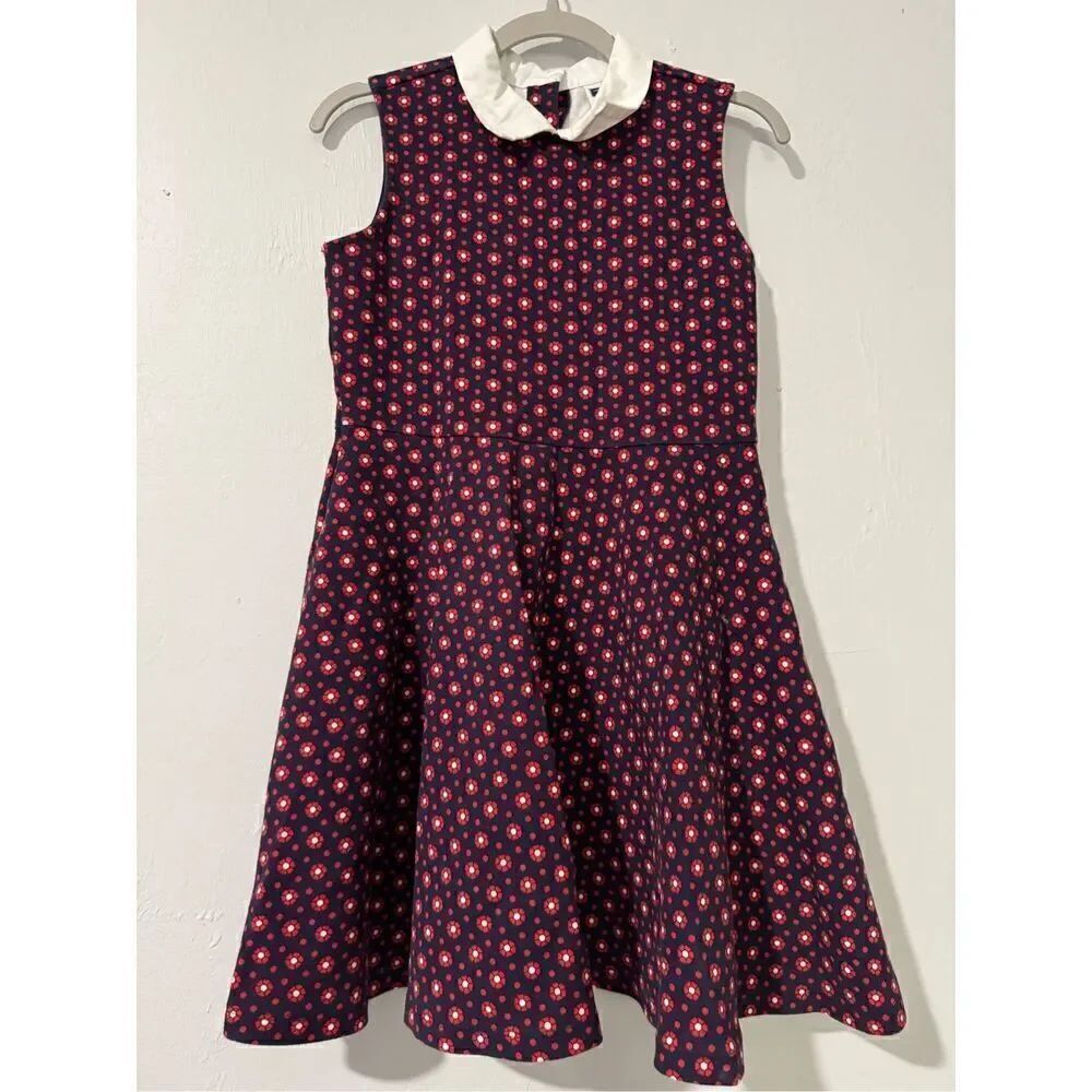 Janie and Jack collared red blue floral print skater dress 8